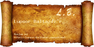 Lupsor Baltazár névjegykártya